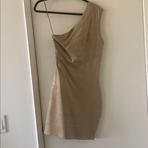 Express One Shoulder Gold Dress